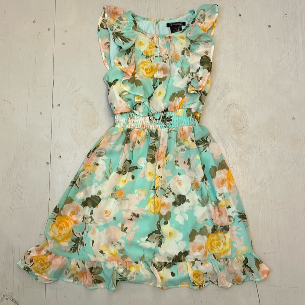 Girls Multicolored flower pattern Mini dress